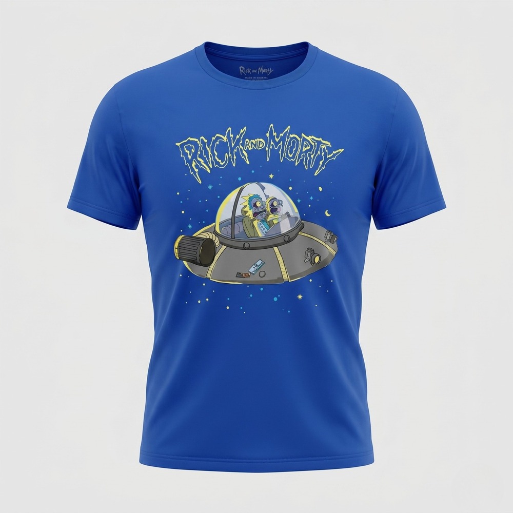 Ripple Junction T-Shirt Mens XL‎ Blue Rick and Morty Space Cruiser Graphic Tee
